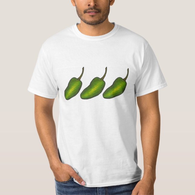 Tre Jalapenos Spicy Grönt Jalapeño Pepper Foodie T-shirt (Framsida)