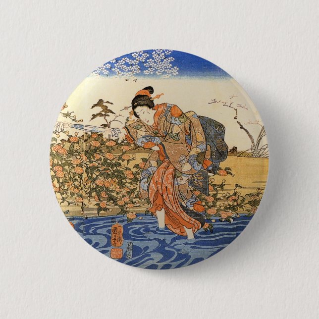 Tre japanska kvinnor knapp (Framsida)