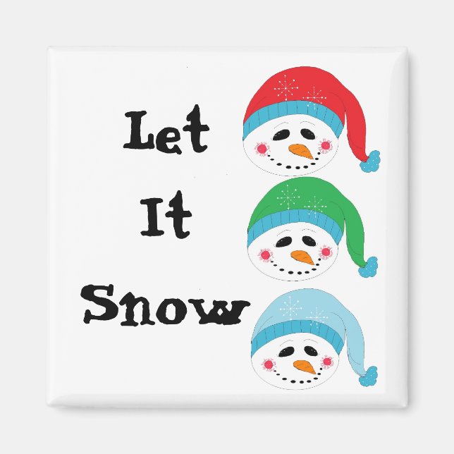 Tre Jolly Faced-Snögubbar Magnet (Framsidan)