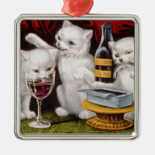 Tre Jolly Kittens på festen Julgransprydnad Metall