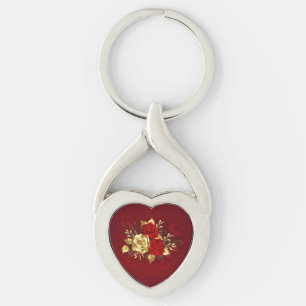 Tre judiska Ro Twisted Heart Silverfärgad Nyckelring