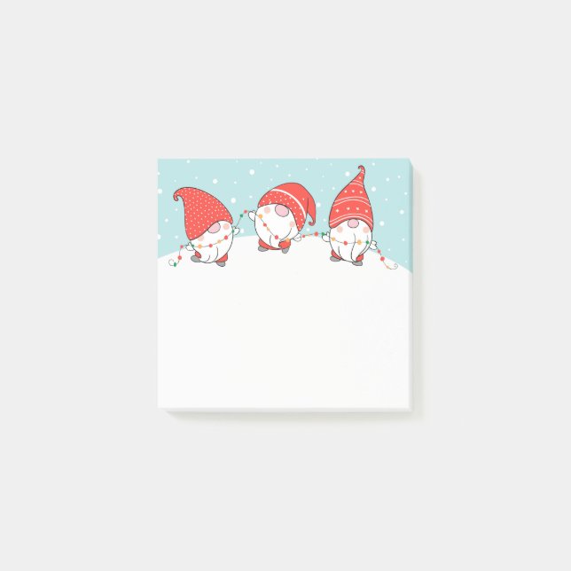 Tre julgnom-tomte Post-it-lappar Post-it Block (Framsida)