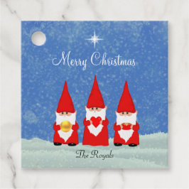 Tre julgranar gåvor etiketter