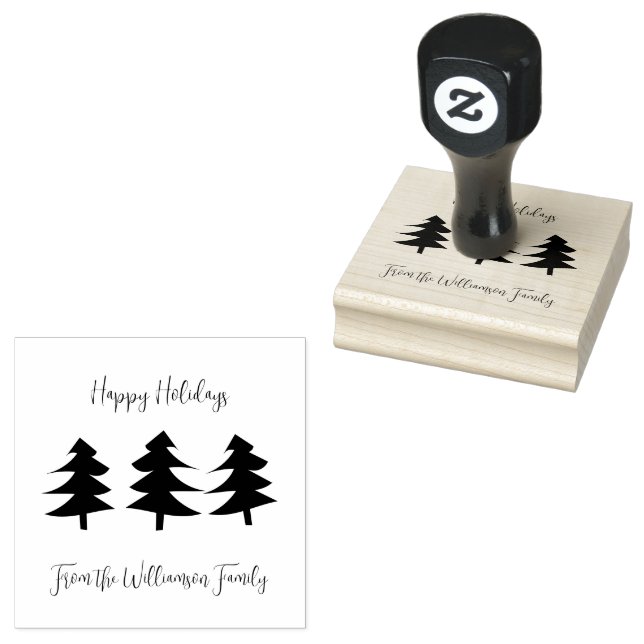 Tre Julgranar Helgdag-familjer Stämpel (Stämplad)