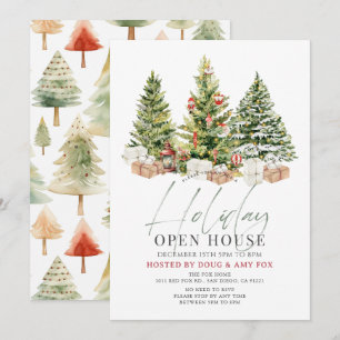 Tre Julgranar Helgdag Open House Inbjudningar