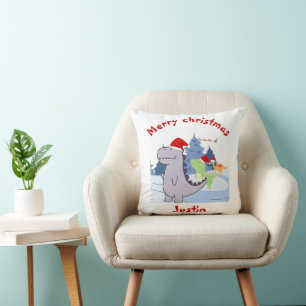 tre julklapp av dinosaurius, personlig namn kudde