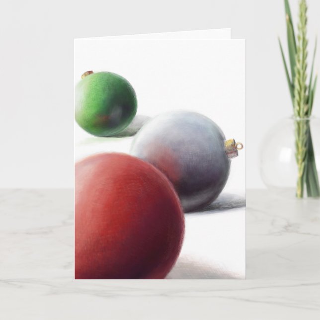 Tre julprydnader - gratulationskort tack kort (Framsida)