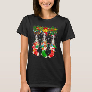 Tre jultomte renar alv whippet hundar i jul t shirt