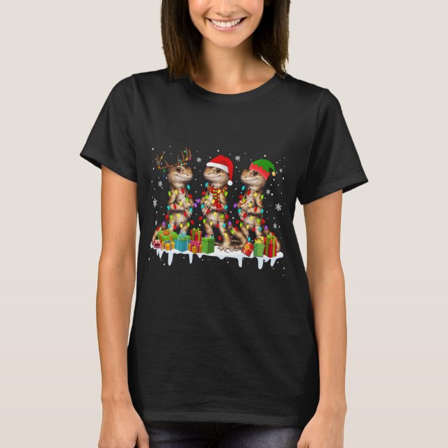 Tre jultomtener Elf Bearded Dragon Jul T Shirt (Framsida)