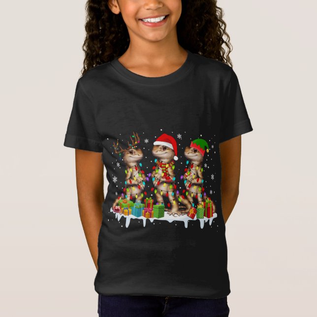 Tre jultomtener Elf Bearded Dragon Jul T Shirt (Framsida)