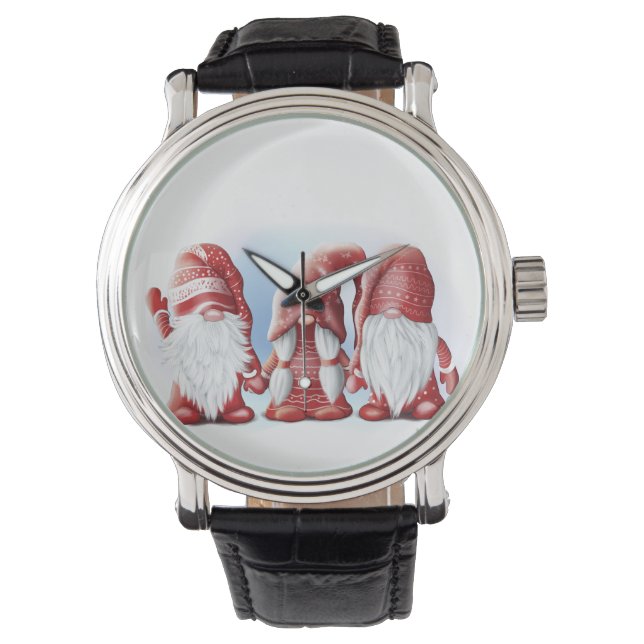 Tre jultomter Coffee Mugg Stone Magn Armbandsur (Framsida)