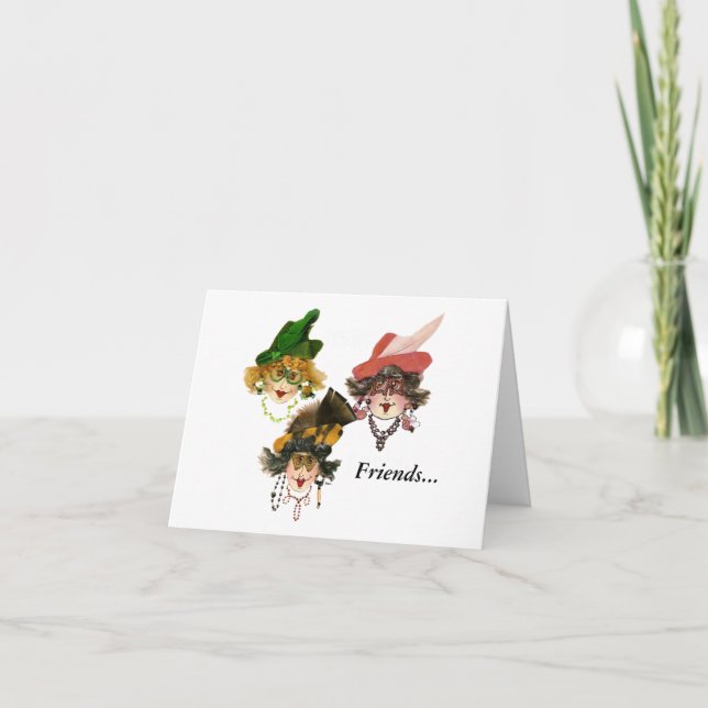 Tre julvänners hälsning  Julkort Helgkort (Framsida)