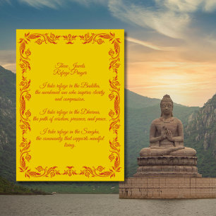 Tre juveler tillflykt Buddhist minimalist vuxen Poster