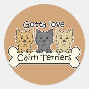 Tre Kairn Terriers Runt Klistermärke