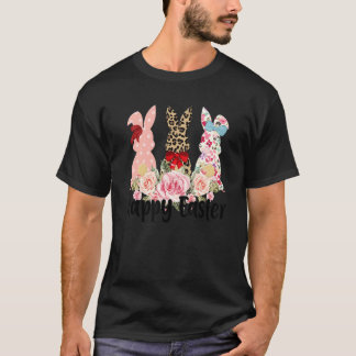 Tre kaniner Glad påskdag Pojkar Flickor Klipp T Shirt