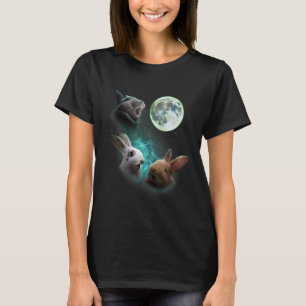 Tre kaniner Howl vid Måne 3 Vargers Vargar Par T Shirt