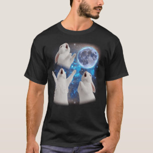 Tre kaniner Howling vid Konstigen Måne T Shirt