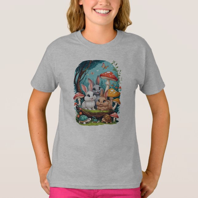 Tre kaniner & tre sköldpaddor t shirt (Framsida)