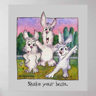 Tre kaninsolupphöjda Tecknader Poster