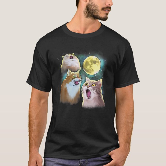 Tre Kat Måne 3 Wolfs Funny Parody T Shirt (Framsida)