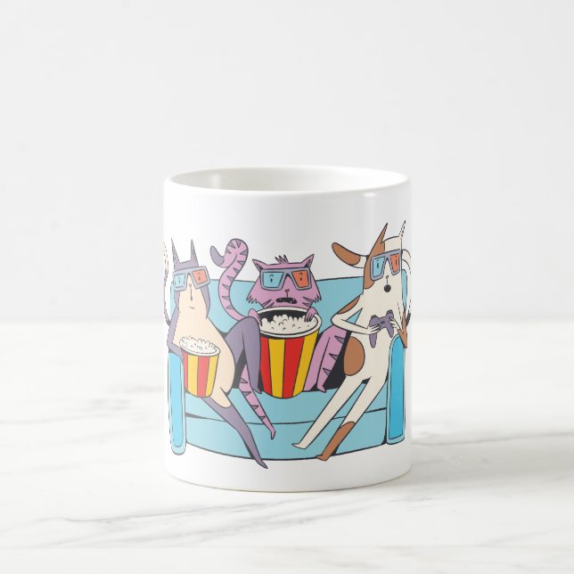 Tre Katter 3D Filmälskare Kaffemugg (Center)