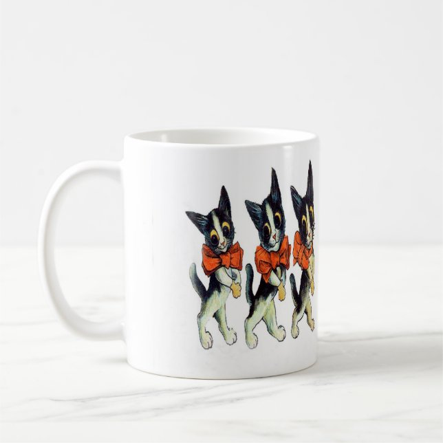 Tre katter av Louis Wain - vintagekattkonst Kaffemugg (Vänster)