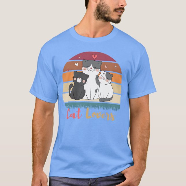 Tre katter Cat Lovers T Shirt (Framsida)