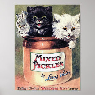 Tre katter i en syltburk, Louis Wain Poster