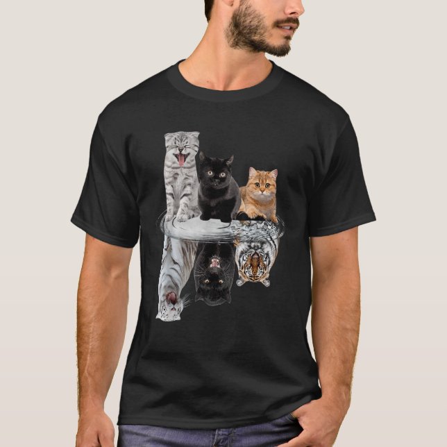 Tre katter Kittens Reflection Tiger Puma Leopard T T Shirt (Framsida)