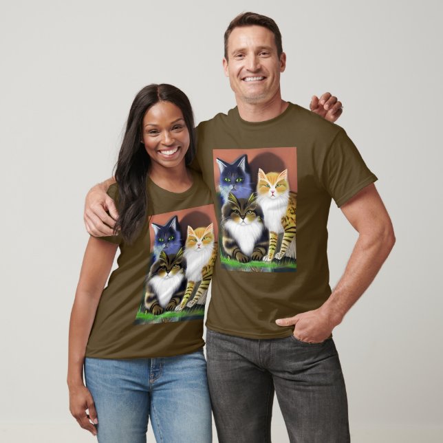 Tre katter med en attityd t shirt (Unisex)