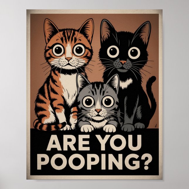 Tre katter och en fråga. Funny Cat Poster (Framsidan)