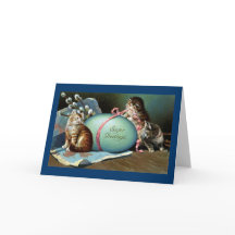 Tre katter och stort blått Påskägg