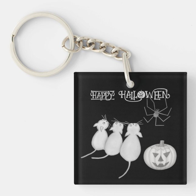 Tre katter, pumpa och spindel Halloween (Framsidan)