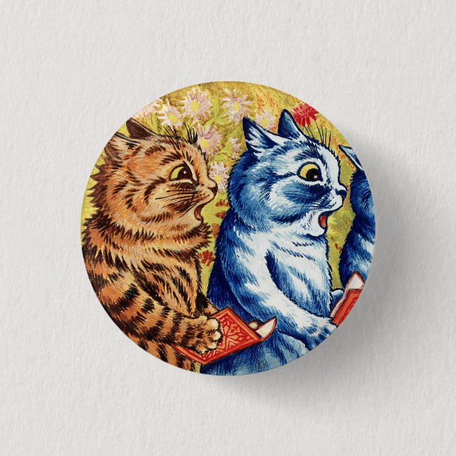 Tre katter som sjunger av Louis Wain  Knapp (Framsida)