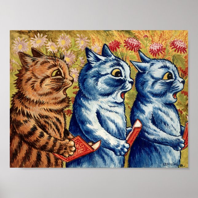 Tre katter som sjunger av Louis Wain Poster (Framsidan)
