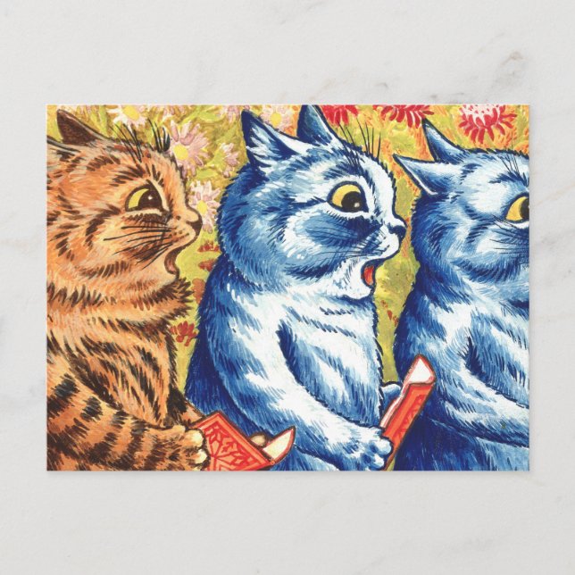 Tre katter som sjunger av Louis Wain Vykort (Framsida)