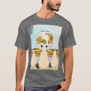 Tre katter som tittar på fisk i akvarium t shirt