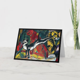 Tre katter vid det Franz Marc hälsningkortet Kort