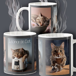 Tre kattkollage kaffemugg