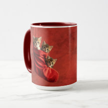 Tre kattungar i en julstrumpa Holidaymugg