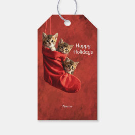 Tre kattungar i en julstrumpa presentkort presentetikett