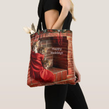 Tre kattungar i en julstrumpa Totebag