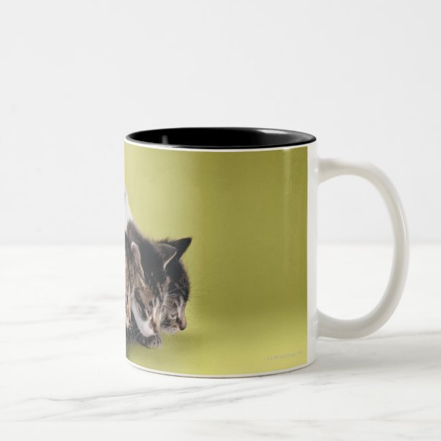 Tre kattungar som kramar varje annan Två-Tonad mugg (Höger)