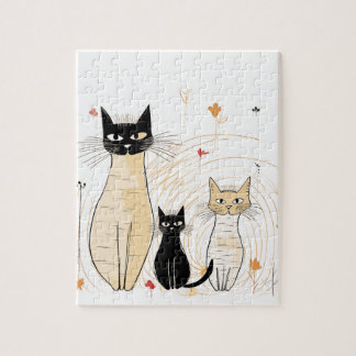 Tre Kattunge och Flowers Puzzle Pussel