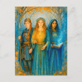 Tre keltiska druvor med glob helg vykort