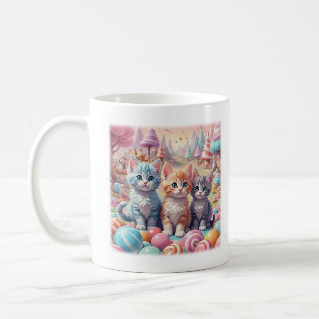 Tre kittens i Candy Land T-shirt Kaffemugg (Vänster)