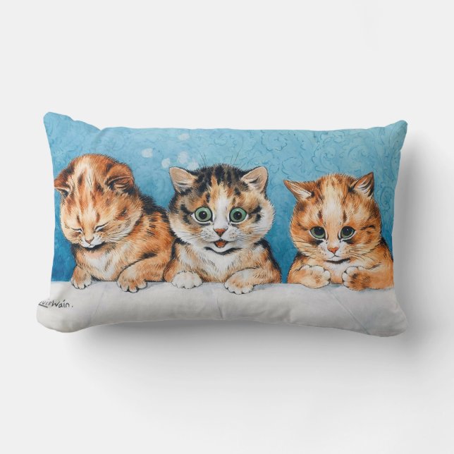 Tre kittens, katt, Louis Wain Lumbarkudde (Framsida)