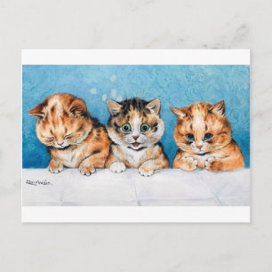 Tre kittens, katt, Louis Wain Vykort