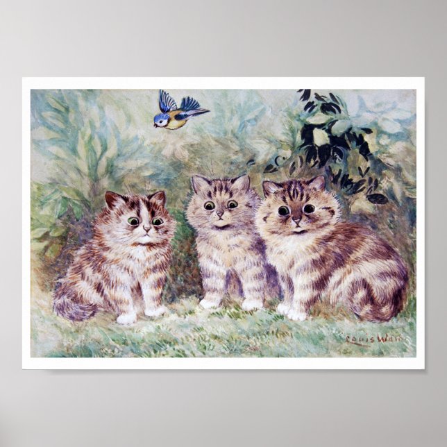Tre kittens, Louis Wain Poster (Framsidan)