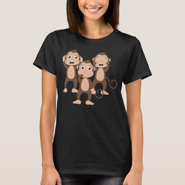 Tre kloka apor t-shirt (Framsida)